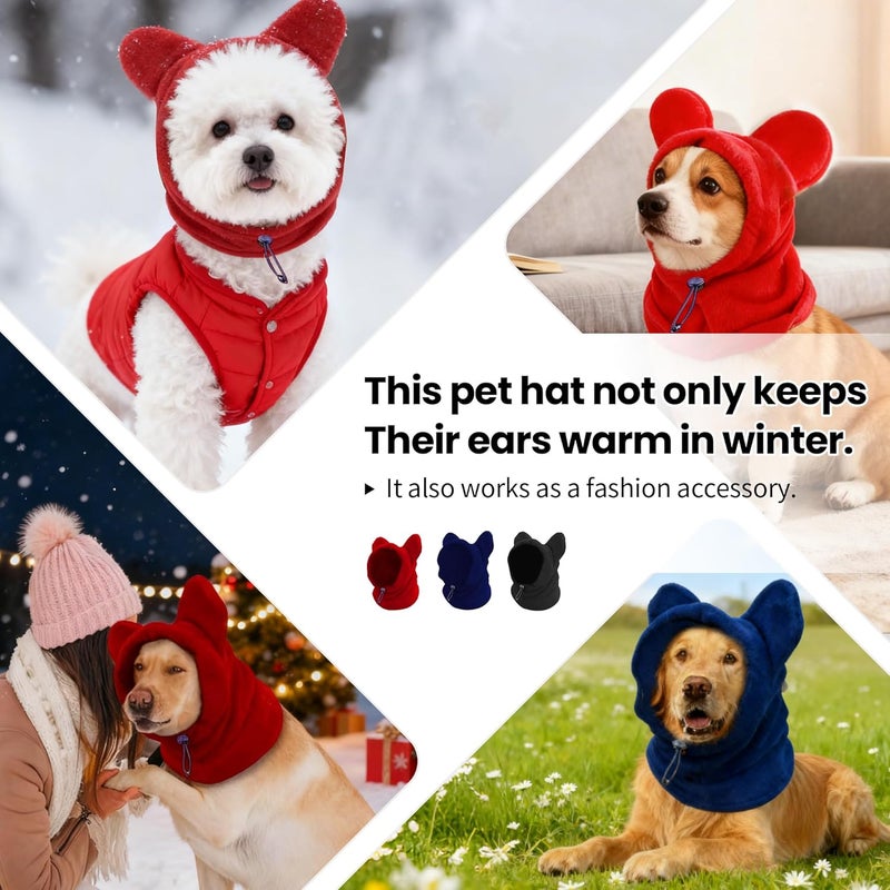 ETOFIXEE Dog Snood Winter Hood with Ear Protection, Fleece Neck Warmer for Dogs, (Red, Medium) - Image 4